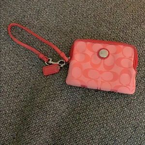 Coach pink wristlet wallet